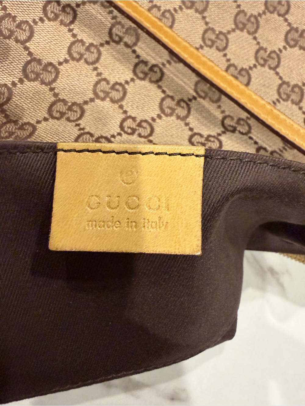 Authentic Gucci Canvas Brown Monogram Shoulder Bag - Picture 10 of 14